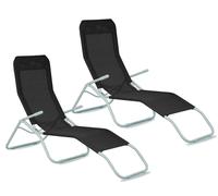 Aga 2x Chaise longue de jardin SIESTA Noire