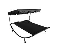 Aga Chaise longue de jardin pour deux personnes avec auvent Noir