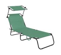 Aga Chaise longue de jardin réglable avec auvent Vert clair