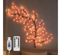 Agarte Lumières en fleurs de cerisier 180 cm 96 LED USB | Guirlande lumineuse flexible à 8 modes avec télécommande et minuterie pour chambre à coucher, maison