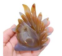 Agate geode Fox Statue Carved Quartz Skull Crystal Home Decoration Jewelry Decorative Arts and Crafts Decor