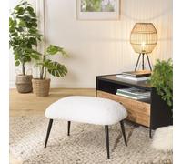 Agathe - tabouret cosy tissu bouclette blanc pieds métal noir