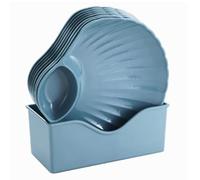 Agatige Ensemble de service de chips et de trempettes 8 pièces, plateau de service en plastique réutilisable en forme de coquille japonaise, assiette séparée de sauce pour sushi,