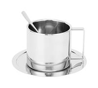 Agatige Ensemble de tasses à café avec plateau à cuillères, tasses à espresso en acier inoxydable à double paroi, mugs à café, mug à lait pour latte, thé, lait et cappuccino (280 ml)