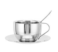 Agatige Ensemble de tasses à café avec plateau à cuillères, tasses à espresso en acier inoxydable à double paroi, mugs à café, mug à lait pour latte, thé, lait et cappuccino (180 ml)