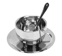 Agatige Ensemble de tasses à café en acier inoxydable, tasses à thé à double paroi de 180 ml, tasses à expresso avec cuillère à palette pour thé au lait latte cappuccino