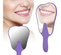 Agatige Miroir Dentaire, Miroirs en Forme De Dents Miroirs À Main Mignon Accessoire Miroir D'inspection des Dents Décorations Dentaires avec Poignée Petit Miror pour Femmes Hommes Et Enfants (Violet)