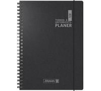 Agenda 2026/2027 - Format A4 - Plastique noir - 2 pages = 1 semaine - Calendrier : août 2026 à juillet 2027