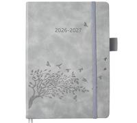 Agenda 2026 2027 Journalier A5 1 Page par Jour, Agenda Scolaire avec Aperçu Mensuel, Pages Notes, Contacts, Poche, Porte-stylo, Couverture Rigide en Cuir PU, Planner 2026/27, Août 2026 à Juillet 2027