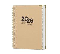 Agenda 2026 à spirales à spirale, 12 mois, hebdomadaire, mensuel, planificateur académique pour la planification, la gestion des tâches, 15,2 x 20,3 cm, carnet avec notes de réunion