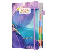 Agenda 2026 A5 une page par jour allant de janvier à décembre, carnet de rendez-vous annuel complet, planificateur journalier mensuel avec onglets colorés et fine poche intérieure
