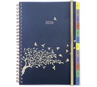 Agenda 2026 Semainier A5 Spirale, Organiseur avec Onglets Mensuel, Poche, Pages de Mots de Passe, Contact, Note, Planificateur Hebdomadaire 12 Mois, Jan à Déc, Planner pour Scolaire Familial Bureau