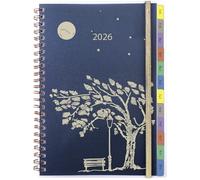 Agenda 2026 Semainier A5 Spirale, Planner avec Onglets Mensuel, Poche Arrière, Pages de Mots de Passe, Contact, Notes, Planificateur Hebdomadaire Jan.26 à Déc.26, pour Familial Scolaire Bureau