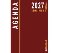 Agenda 2027 A4 Semainier: Rouge , Planificateur Hebdomadaire 1 Semaine sur 2 Pages , Vertical Professionnel , Janvier à Décembre , 21 x 29,7