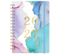 Agenda 2027, format A5, vue hebdomadaire, couverture rigide, rose/bleu, dimensions 21,5 x 15,5 cm