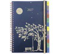Agenda 2027 Semainier A5 Spirale, Planificateur Hebdomadaire avec Onglets Mensuel, Poche arrière, Pages de Mots de Passe, Notes, Jan à Déc 2027, Planner pour Familial Scolaire Bureau