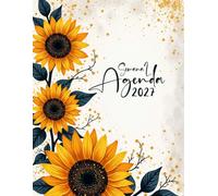 Agenda 2027 semana vista: Planificador semanal A4 de 12 Meses con horario. Cuaderno en español con Fechas, Horas y Espacio para Notas y Objetivos. Diseño de girasol.