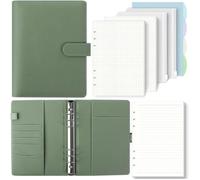 Agenda A5 non daté - DEMA - Format A5 - Vert olive - 2 pochettes zippées - 4 intercalaires - 90 feuilles à points
