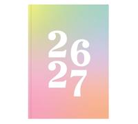 Agenda académique semainier 2026-2027 - Format B5 - Couverture rigide - Motif dégradé rose pastel - Agenda scolaire universitaire - Agenda scolaire pour enseignant