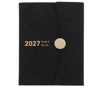 Agenda Annuel 2027 A5 en Cuir Synthétique, Planning Hebdomadaire | Couverture Souple Noire, Mise en Page Mensuelle Polyvalente, Écriture Fluide, pour Apprentissage et Voyages