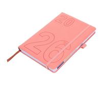 Agenda Carnet 2026 A5 en Anglais pour Enseignants, Planificateur quotidien | Sections Jour, Semaine et Mois, Reliure Facile à Feuilleter, Couverture PU Rose, Répertoire d'Adresses
