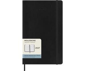 Agenda civil mensuel Moleskine 2027 12 mois Format large Couverture souple Noir Noir