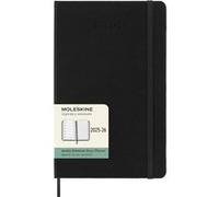 Moleskine Agenda hebdomadaire 18 mois 2025-2026 – Format L 13x21 cm, rigide, élastique, noir