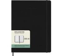 Moleskine Weekly Planner 2025-2026, Agenda Hebdomadaire 18 Mois avec Espace pour Notes, Couverture Souple et Fermeture Élastique, Format XL 19 x 25 cm, Couleur Noire