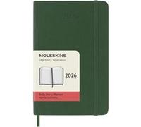 Moleskine Agenda journalier 2026, 12 mois, couverture souple, élastique, Pocket 9x14 Vert