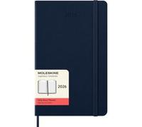 Moleskine - Agenda quotidien 2026 - 12 mois - Grand 13x21 cm - Couverture rigide, élastique - Bleu