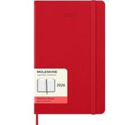Moleskine Agenda Quotidien, Agenda Journalier 2026 12 Mois, Avec Couverture Rigide et Fermeture Élastique, Format Large 13x21 cm, Couleur Rouge
