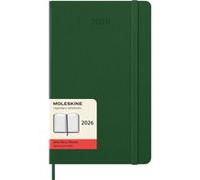 Moleskine Agenda journalier 2026 12 mois – Grand format 13x21, couverture rigide, élastique – Vert