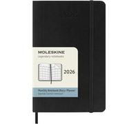 Agenda civil Moleskine 2026 12 mois Mensuel Format Poche Souple Noir Noir G
