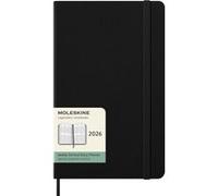 Moleskine Agenda Hebdomadaire, Agenda Hebdomadaire Vertical 2026 12 Mois, Couverture Rigide et Fermeture Élastique, Couleur Noire, Format Large 13x21 cm