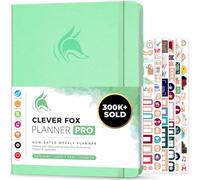 Agenda Clever Fox PRO - Agenda de vie hebdomadaire et mensuel pour augmenter la productivité, la gestion du temps et atteindre vos objectifs - Organisateur, Durée 1 an - A4, Non daté (Menthe)