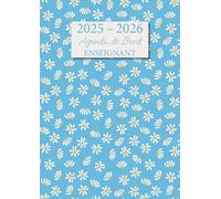 Agenda de Bord Enseignant: Carnet de Bord pour Professeur | Format A4 | Agenda Semainier Année Scolaire et Relevé de Notes | Couverture Marguerites