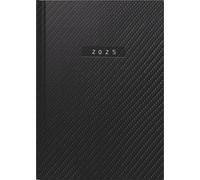 Agenda de bureau A5, année 2025, format 2 pages par semaine, 176 pages, couverture en similicuir, couleur noire