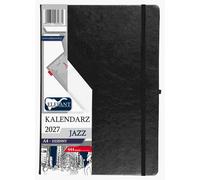 Agenda de bureau Jazz 2027, format A4, quotidienne, couleur noire, 444 pages
