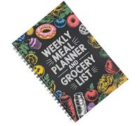 Agenda de planification des repas hebdomadaire | 100 pages relié à un journal hebdomadaire des programmes - Carnet de préparation des repas avec listes de courses, pour cuisine, maison, bureau, école