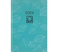 Agenda de poche 2024 turquoise - Calendrier de bureau 10,2 x 14,2-1 jour sur 1 page - Couverture en carton robuste - Division des heures 7 à 19 heures - Ange bleu - 610-0721