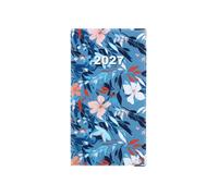 Agenda de Poche 2027 - PVC ""Bleu Floral"" - Fabrication Française - Compact 17,5 x 9,6 cm -Semainier de Sac, Bureau et Déplacements