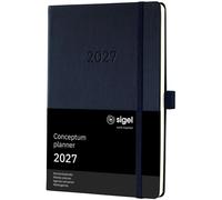 Agenda hebdomadaire Conceptum 2027, couverture rigide noire, 400 pages, format approximativement A5