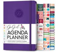 Agenda hebdomadaire et mensuel non daté pour femmes, format A5, couleur violette