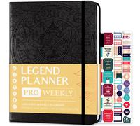 Agenda hebdomadaire et mensuel sans date, format 18 x 25,5 cm, couverture rigide, couleur noire