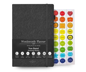 Agenda Hebdomadaire Et Mensuel Wordsworth Non Daté - Couverture Rigide, Vierge, 14,8 X 21,9 cm - Papier A5 De Qualité Supérieure (120 G/m²) - Format Mensuel, Hebdomadaire Et Annuel - Bullet Planner