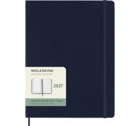Agenda Hebdomadaire Moleskine 2027, Agenda de 12 Mois avec Espace pour Prendre des Notes, Couverture Rigide et Fermeture Élastique, Format XL 19x25 Cm, Couleur Bleu Saphir