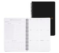Agenda Hebdomadaire Non Daté Format A5, Daily Weekly Planner Semaine | 14 x 21cm, Spirale Planificateur de 52 Semaines Couverture Rigide Planificateur Hebdomadaire, Bloc Liste Tâches Carnet Notes