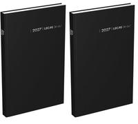 Agenda LECAS Civil Carré Euros-Centimes Année 2025 Journalier Format 14x22 cm Couverture rigide Noire (Lot de 2)