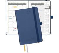 Agenda Mensuel 2026 2027 De poche 16x10 5cm De Juil 2026 à Déc 2027 18 Mois Petit A6 Planner Scolaire Papier 100g/m² Bleu Marine
