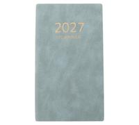 Agenda Mensuel 2027 A6 de Poche en Papier PU, Index Colorés | Planification Scolaire et Voyage, Espace pour Notes, Accès Rapide aux Dates, Couverture Gris-bleu Élégante